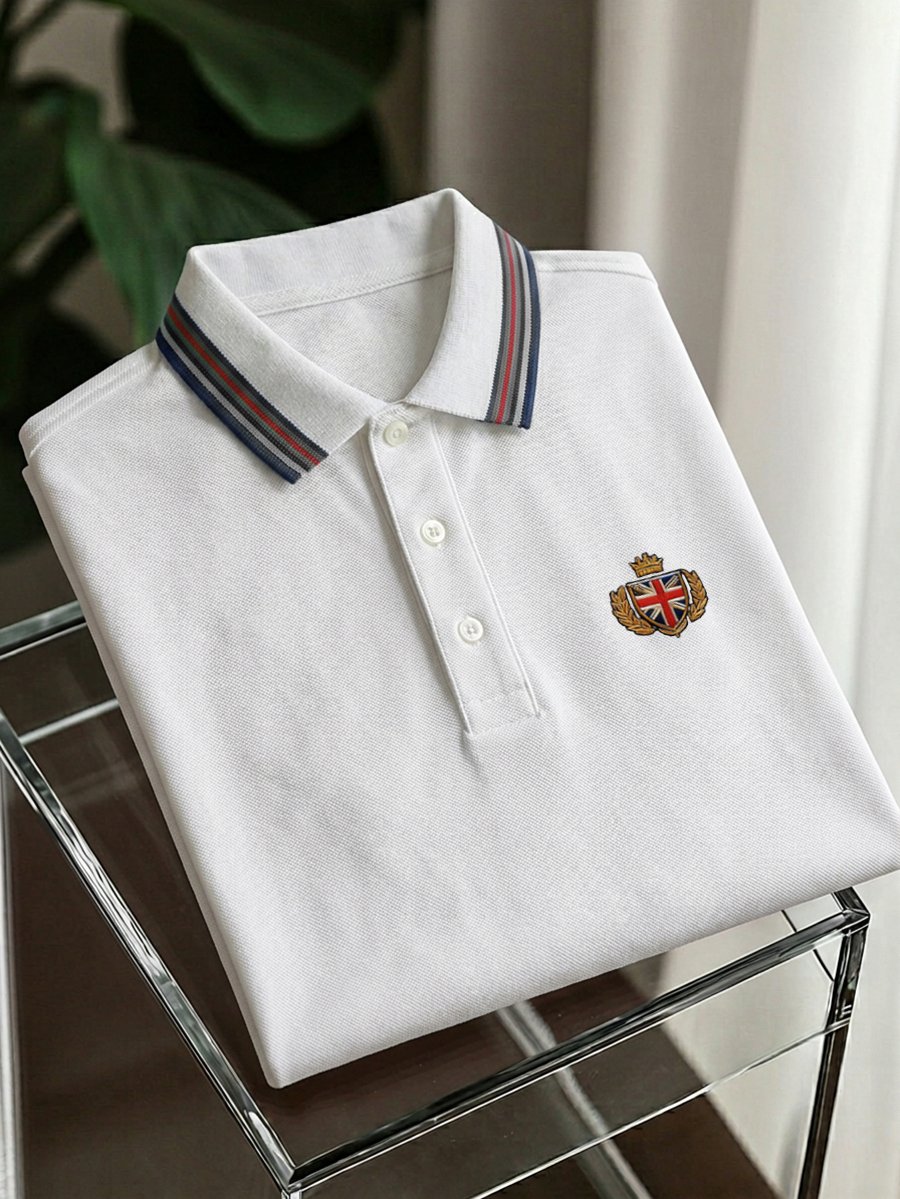 Camisa polo ejecutivo Stroped de manga corta para hombre