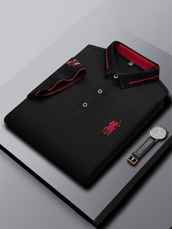 Camisa polo ejecutivo Logo solapa de manga corta para hombre