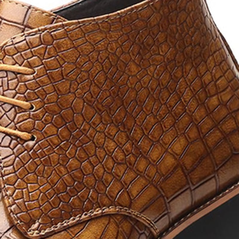 Botas casual Front Lace Up Crocodile diseño cuero para hombre