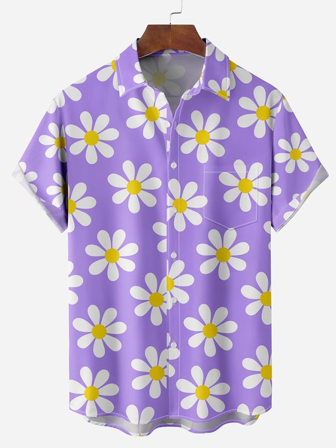 Camisa de moda casual Holiday Hawaiian estampado de manga corta