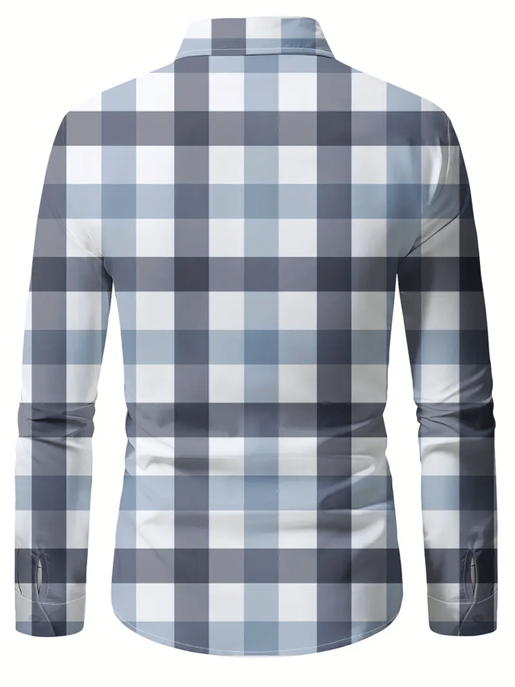 Camisa a cuadros ejecutivo de manga larga para hombre