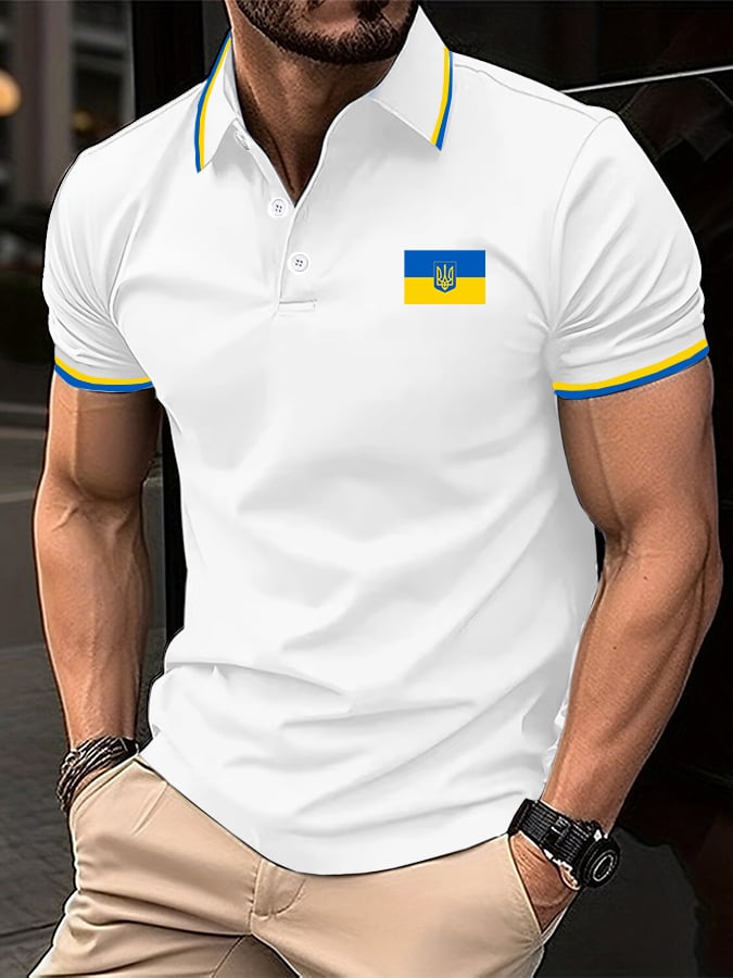 Camisa polo elegantee Contrast Color Ukrainian para hombre