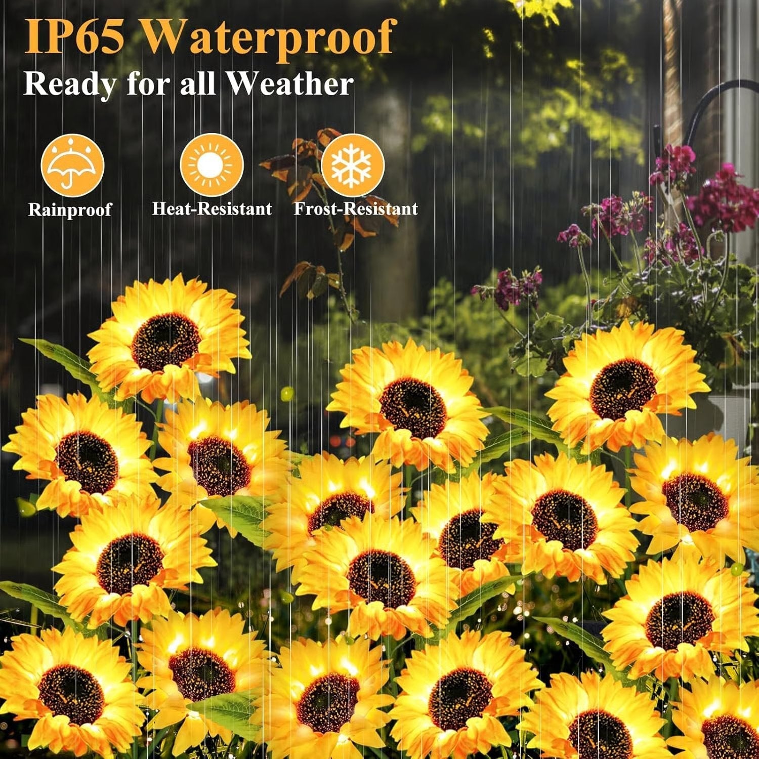 Solar Powered Sunflower LED Garden Lights para exterior Waterproof Set