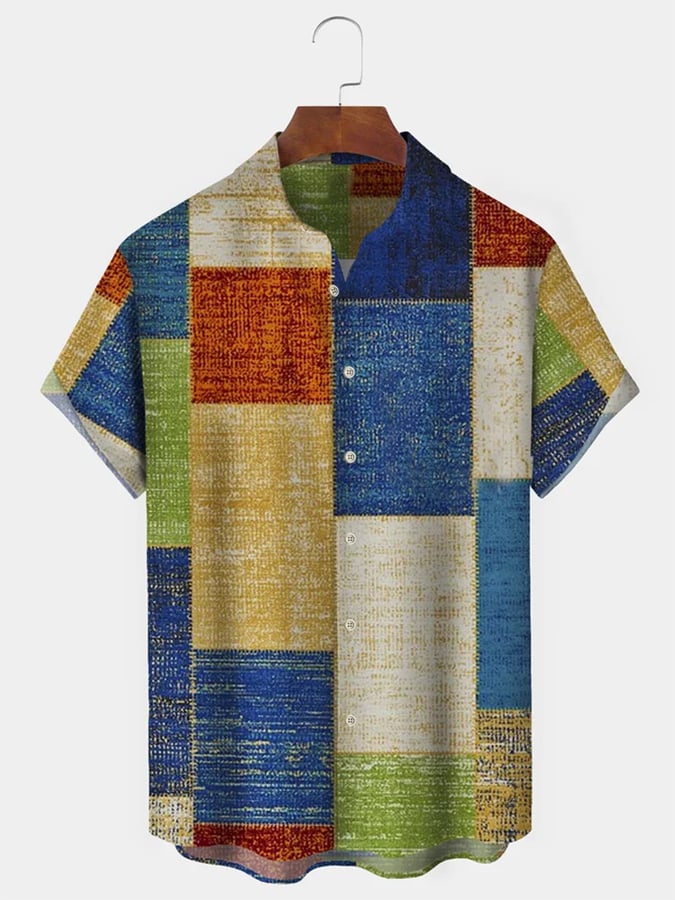 Camisa Trendy estampado Lapel de manga corta
