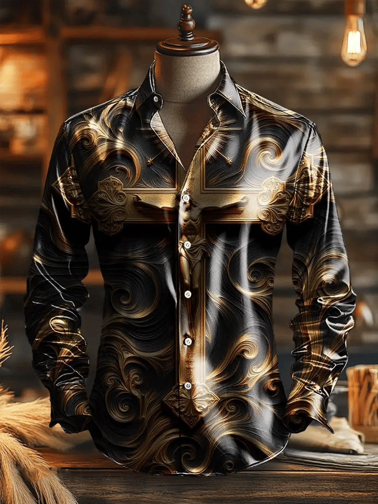 Camisa satén Western vintage de manga corta para hombre