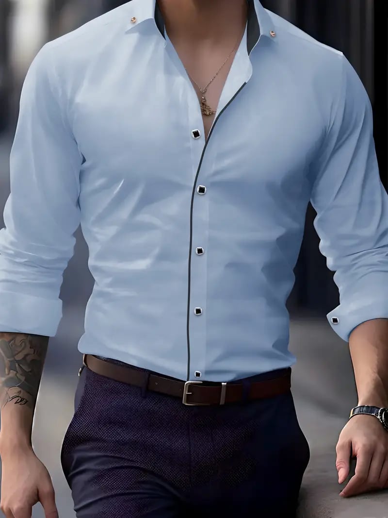 Camisa Street Style ejecutivo casual estampado de manga larga para hombre