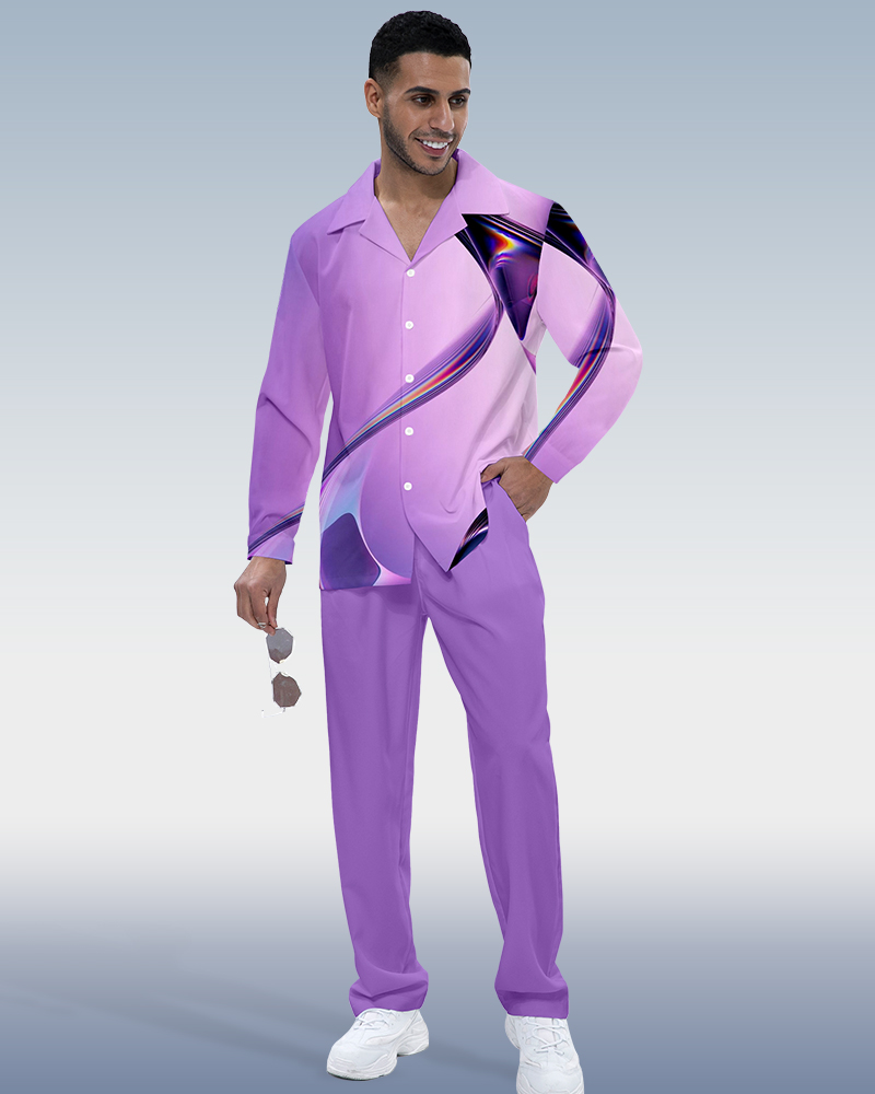 Camisa Purple Gradient estampado de manga larga Walking Suit 357 para hombre