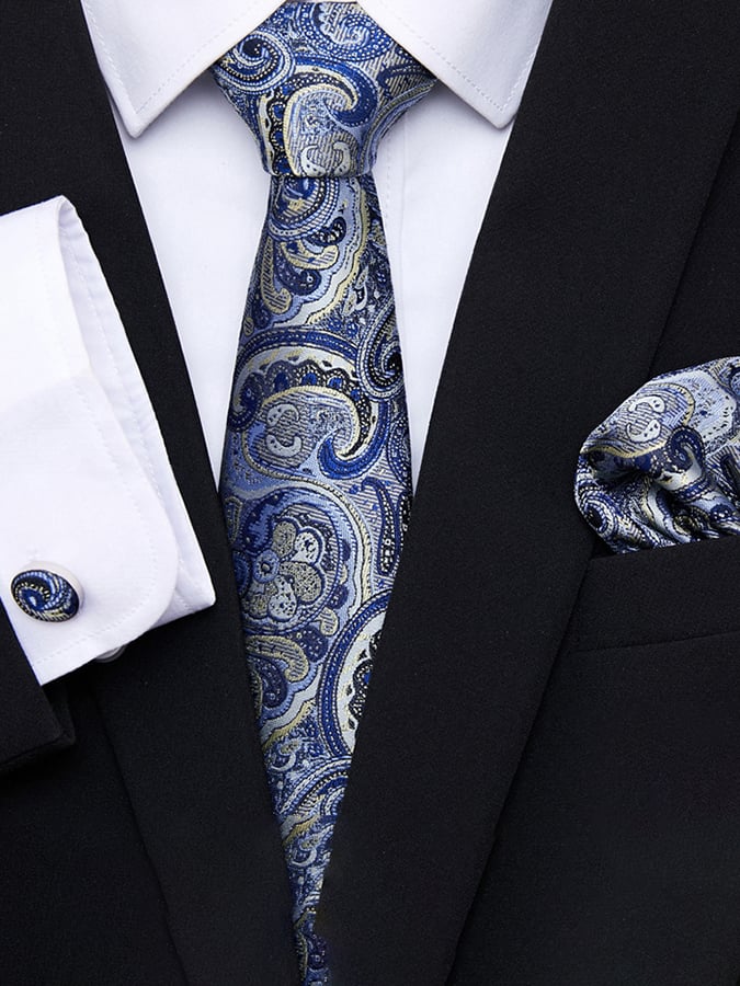 Ejecutivo casual ejecutivo Tie Square Cufflinks 3-Piece Set para hombre