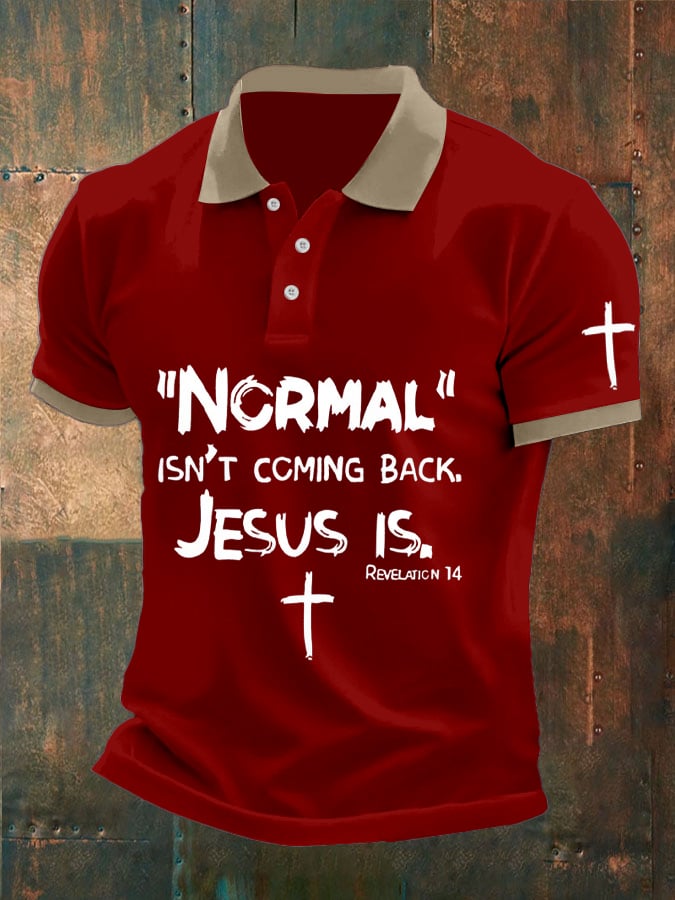 Camisa polo retro Faith casual estampado para hombre