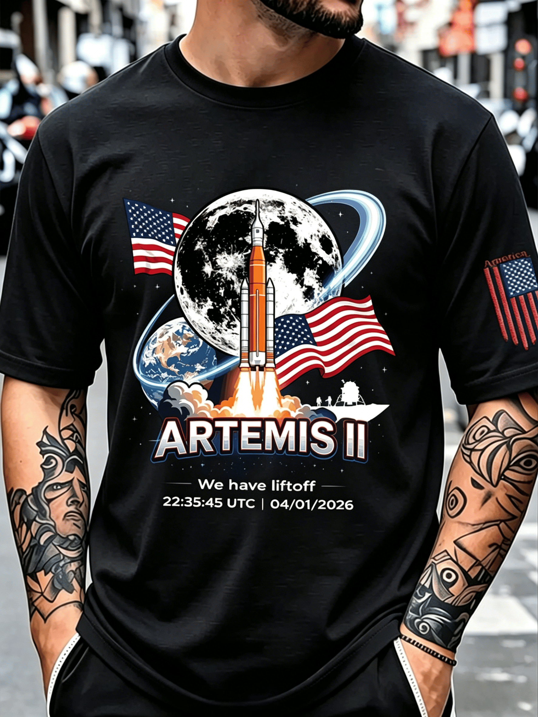 Camiseta Artemis II Moon Mission Themed Trendy for Space Enthusiasts para hombre
