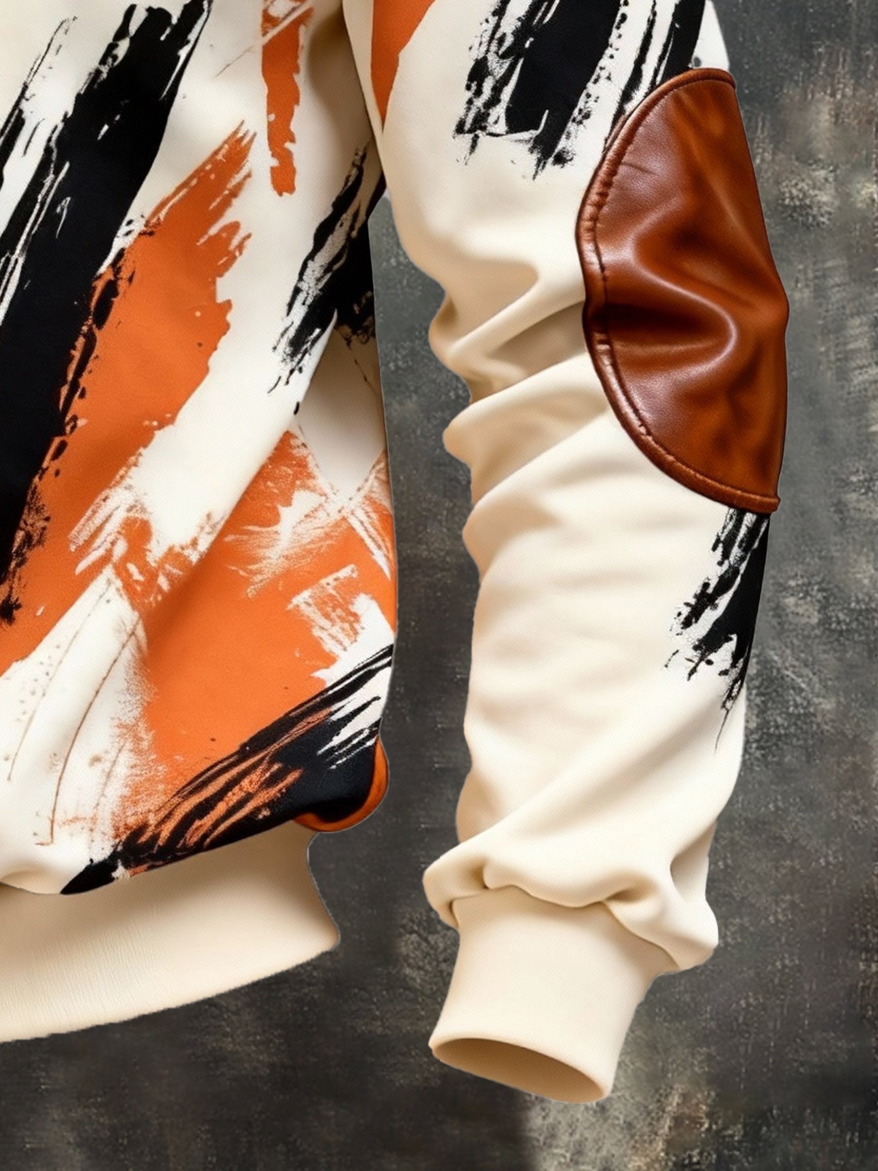 Sudadera vintage Color-Block estampado con cierre con gorrasucha para hombre