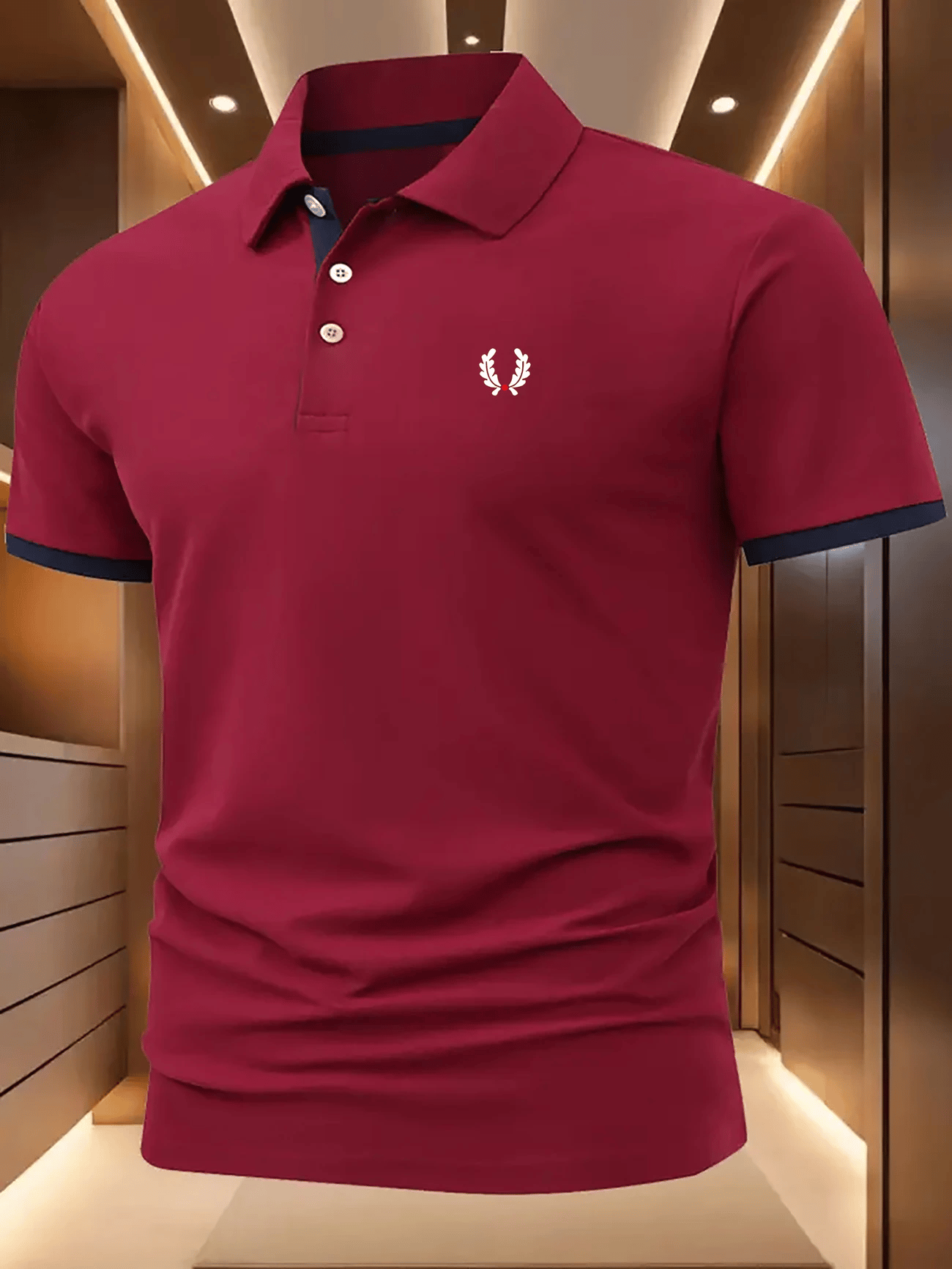 Camisa polo ejecutivo Logo con botones de manga corta para hombre