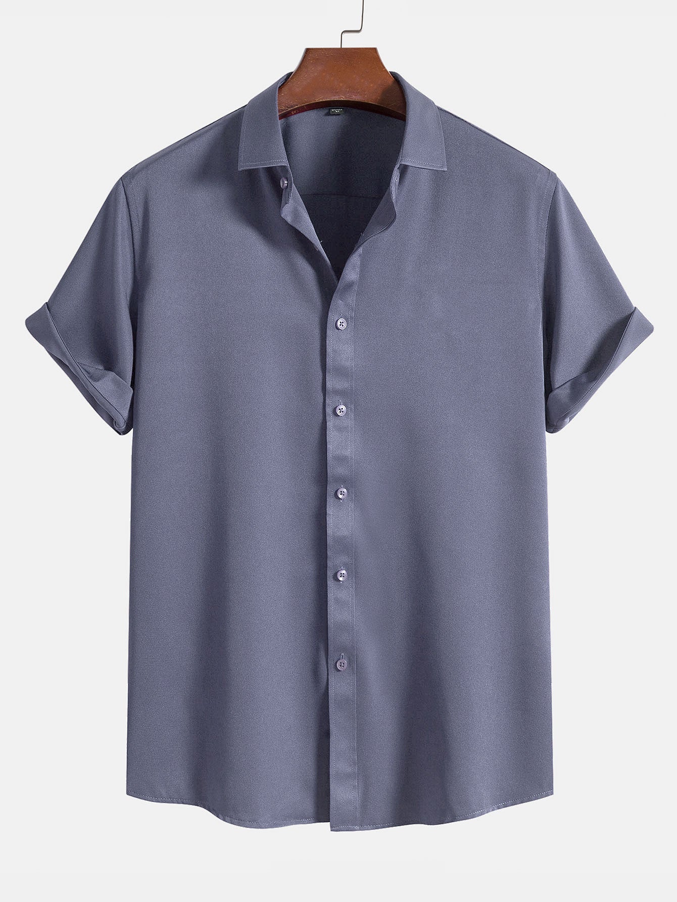 De color sólido Lapel Basic camisas