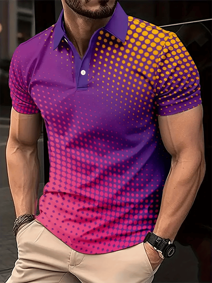 Camisa polo Golf casual estampado casual para hombre