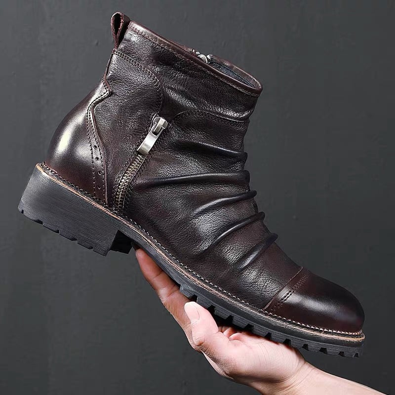 Botas PU cuero retro casual cierre High-top Martins