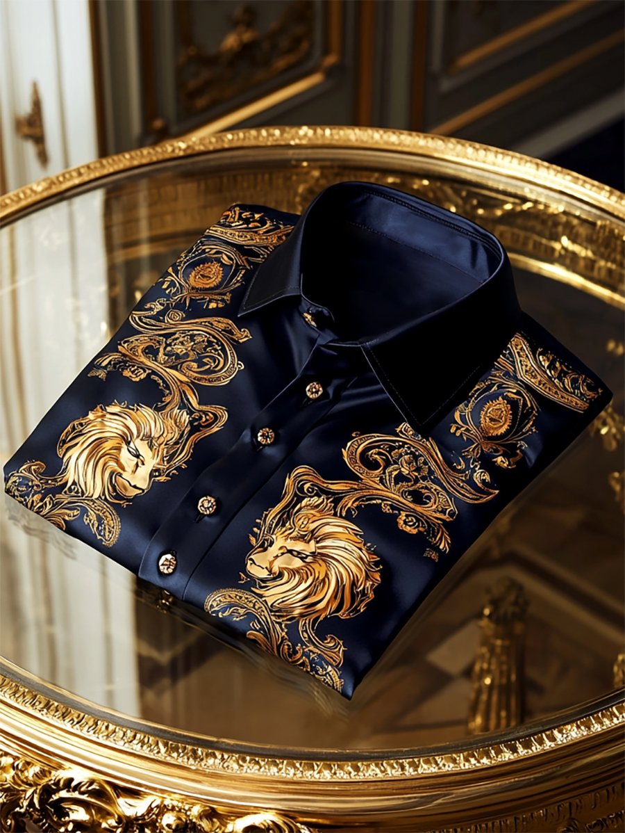 Camisa satén Luxe de manga larga con botones para hombre