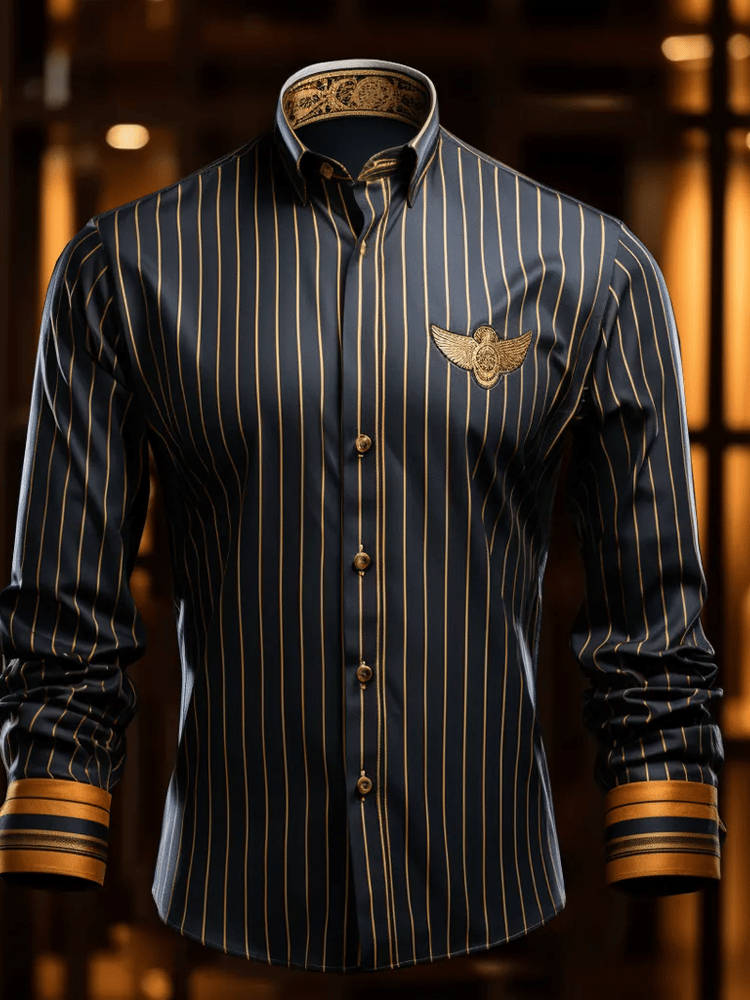 Camisa elegante Romantic a rayas de manga larga para hombre