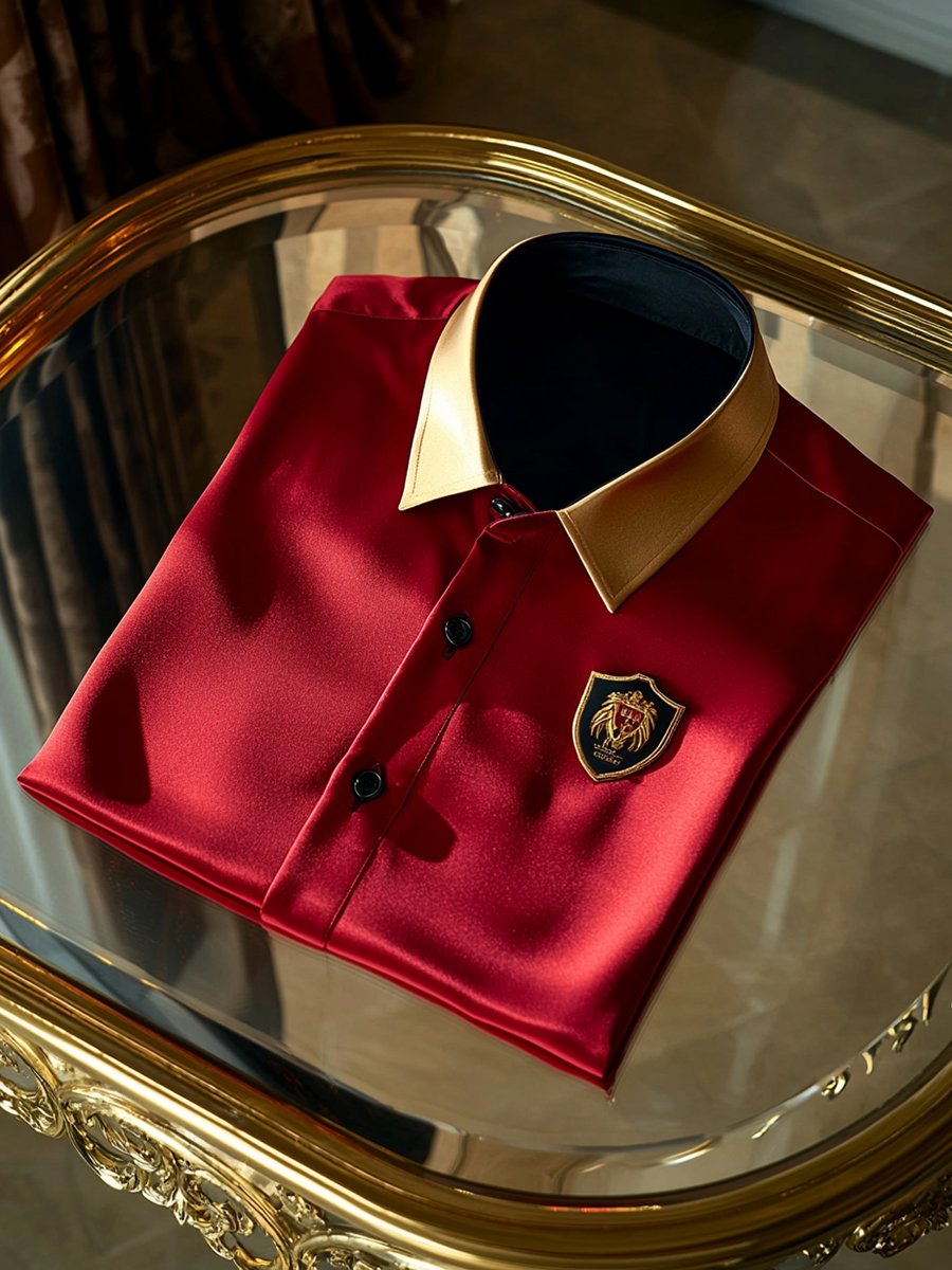 Camisa satén de lujo ejecutivo de manga larga para hombre