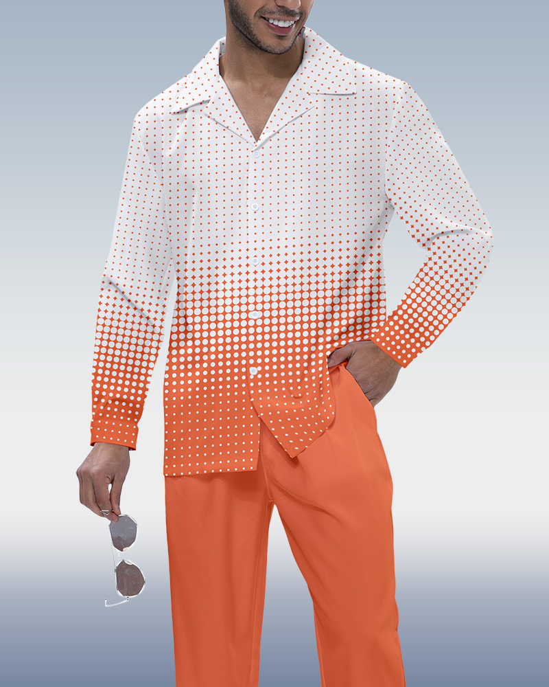 Orange Ombre estampado Two-Piece de manga larga Walking Set 220 para hombre