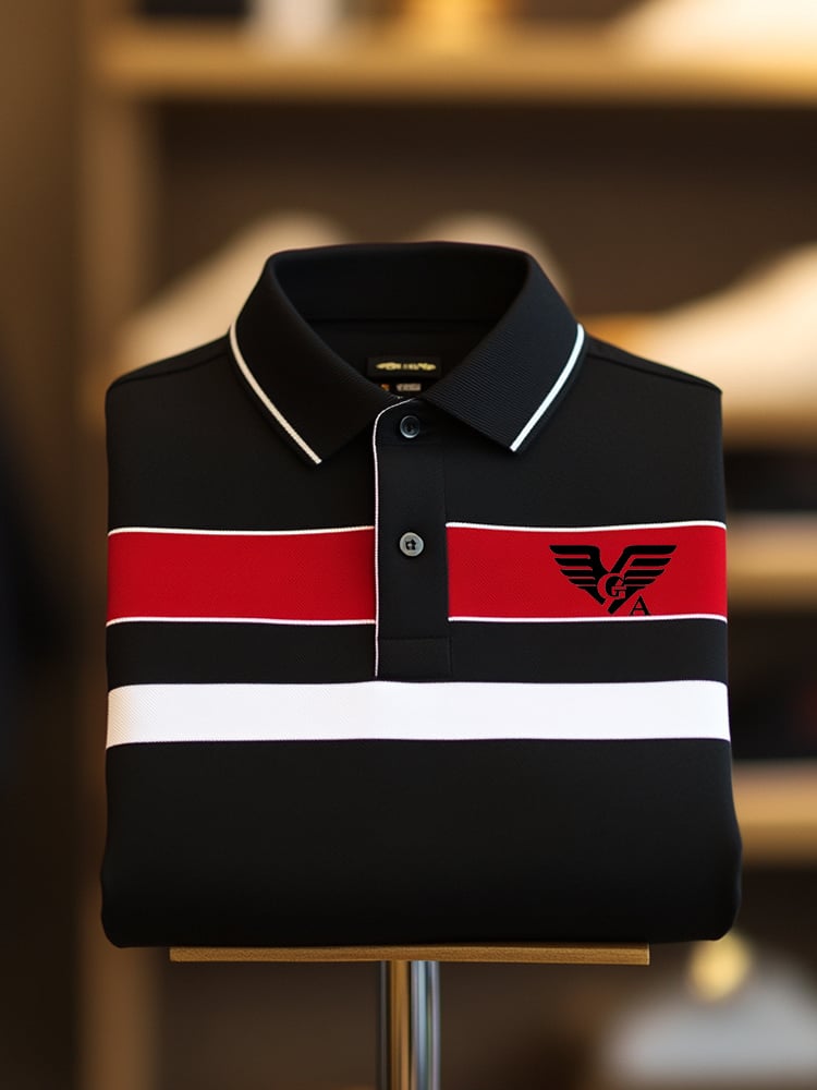 Camisa polo clásico ejecutivo Check Logo Button de manga corta para hombre