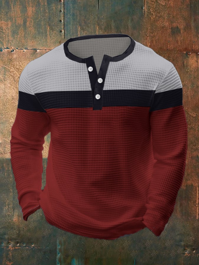 Ejecutivo casual Contrast Waffle Henley para hombre