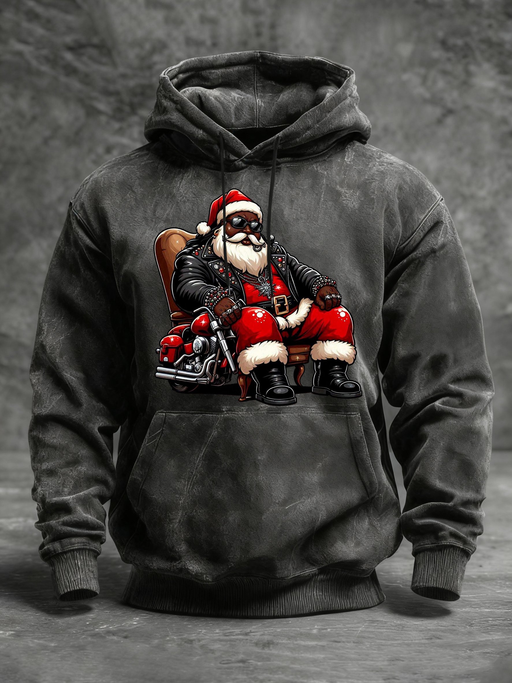 Sudadera African American Christmas estampado cuello redondo Hooded para hombre