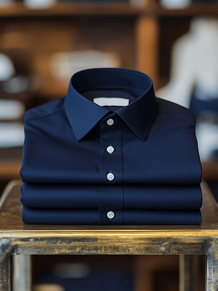 Camisa de lujo ejecutivo de color sólido de manga larga para hombre