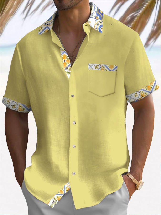 Camisa casual Italian Resort de manga corta para hombre
