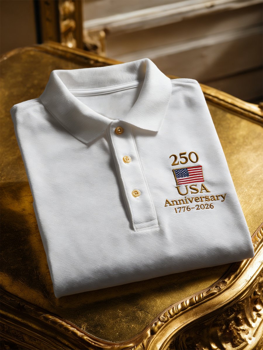 Camisa polo ejecutivo America Anniversary de manga corta para hombre