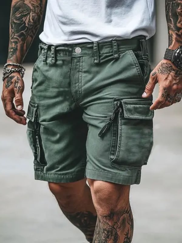 Shorts vintage Multi-bolsillo Cargo para hombre