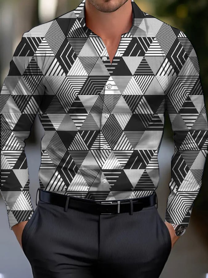 Ejecutivo Style geométrico Princamiseta para hombre