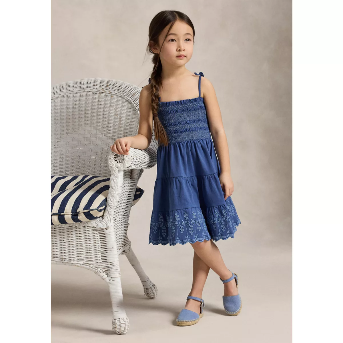 Girls 2-6x Smocked Eyelet Cotton Jersey Dress - 4