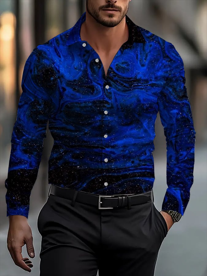 Camisa clásico ejecutivo a cuadros rayas estampado de manga larga para hombre