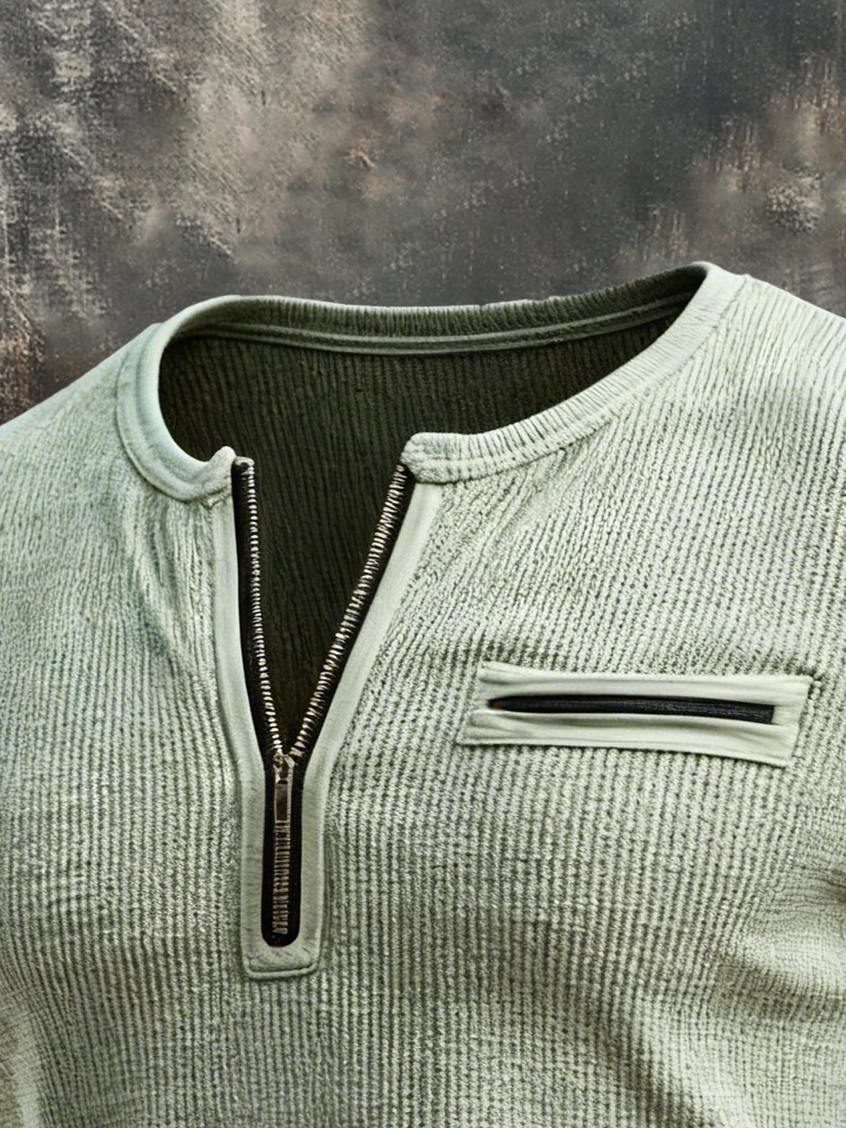 Camiseta retro Half-Zip de manga corta para hombre