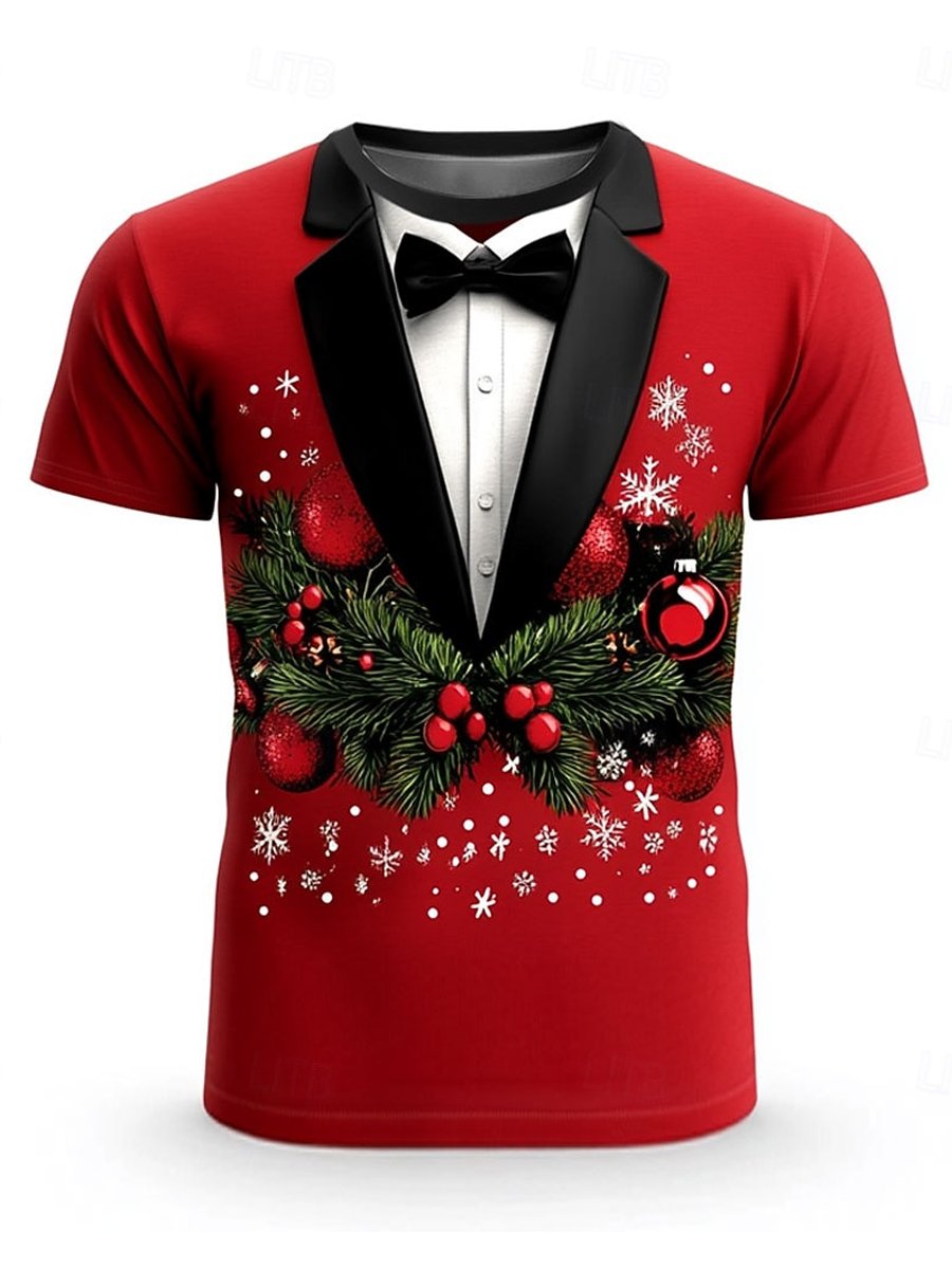 Camiseta Christmas 3D Christmas Tree and Snowflake estampado para hombre