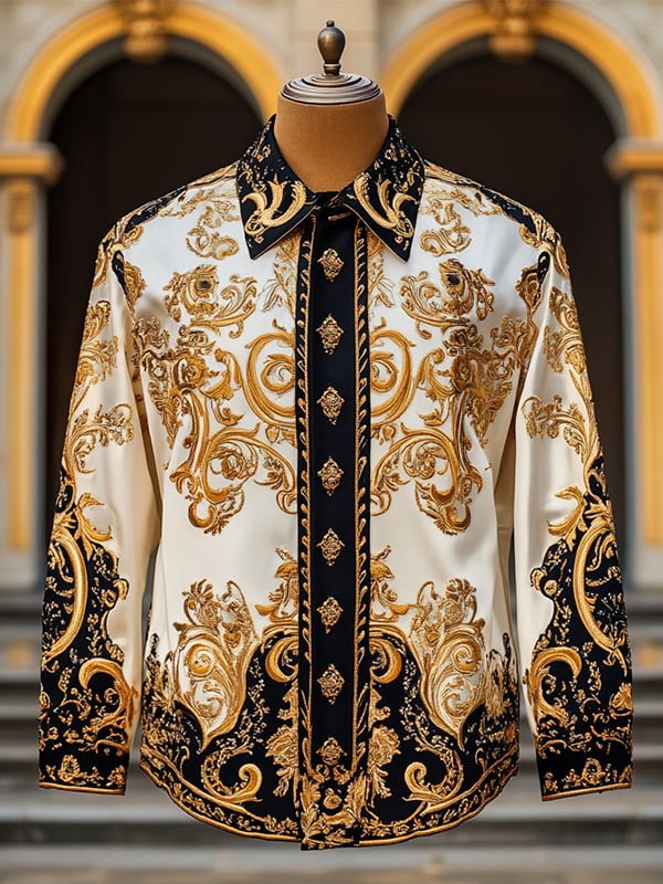 Camisa vintage ejecutivo de lujo de manga larga para hombre