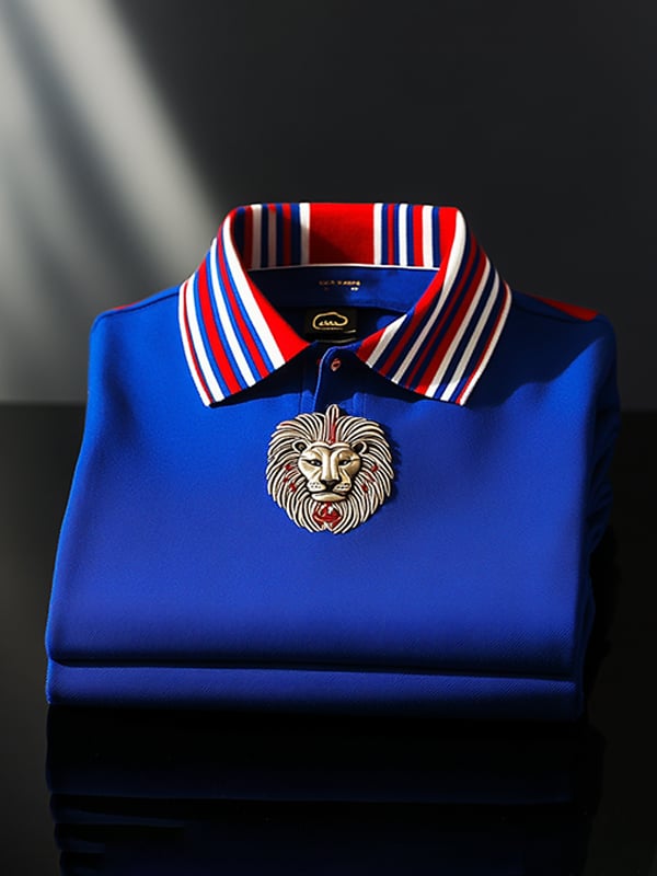 Camisa polo ejecutivo Lion Logo Button para hombre