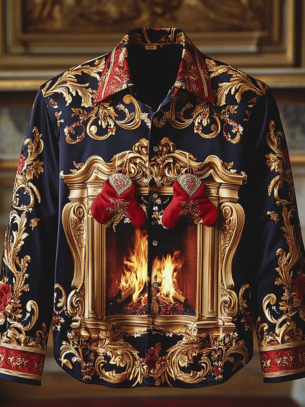 Camisa seda Christmas de lujo ejecutivo de manga larga para hombre
