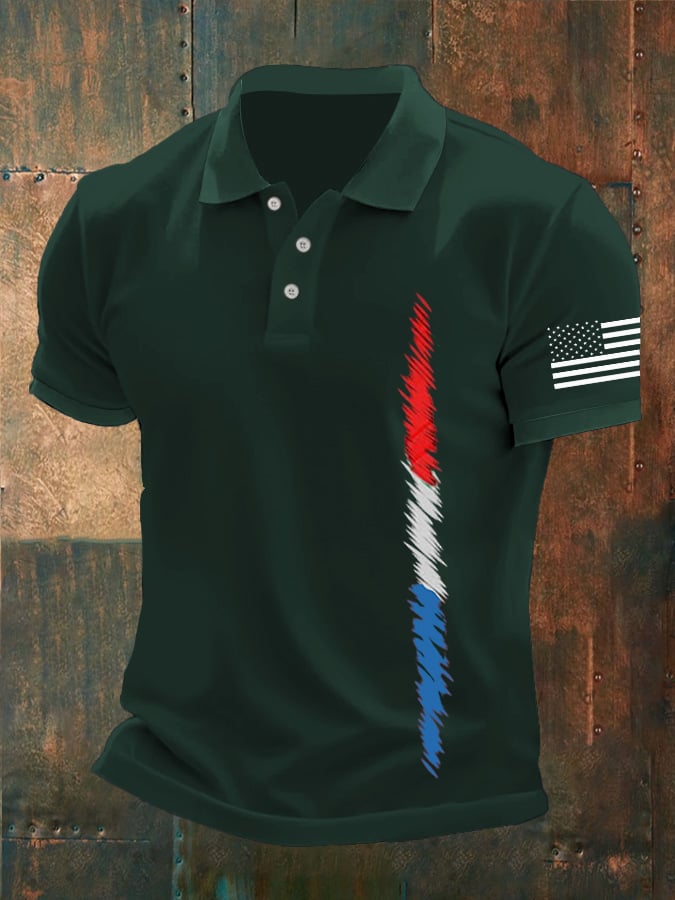 Camisa polo Red White And Blue estampado para hombre
