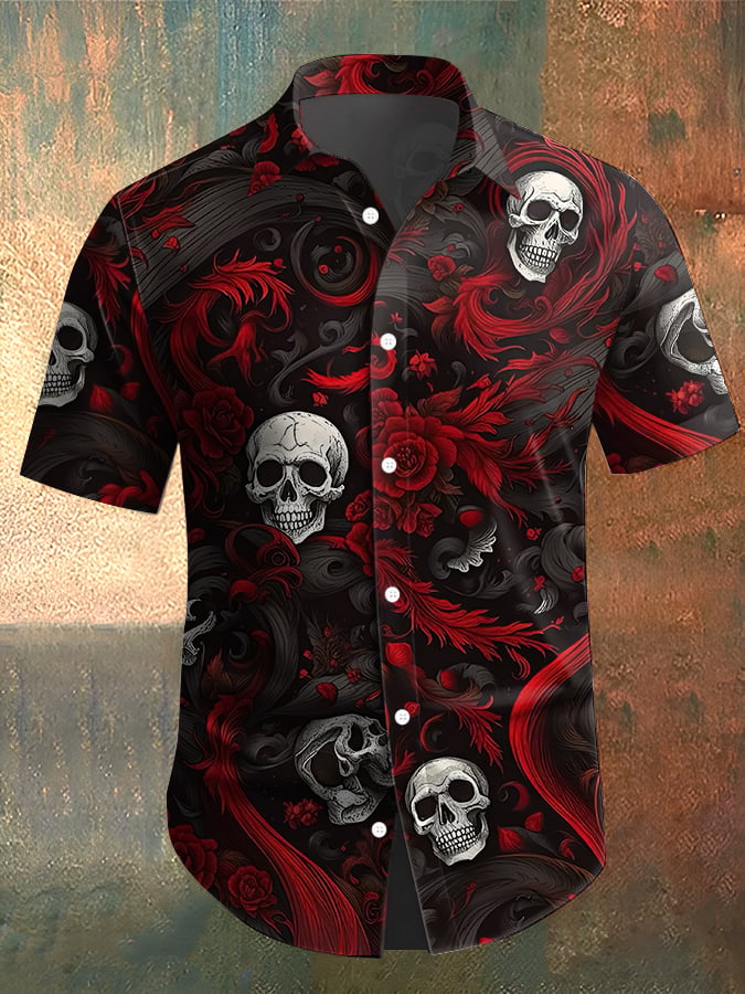 Camisa Skull estampado casual para hombre