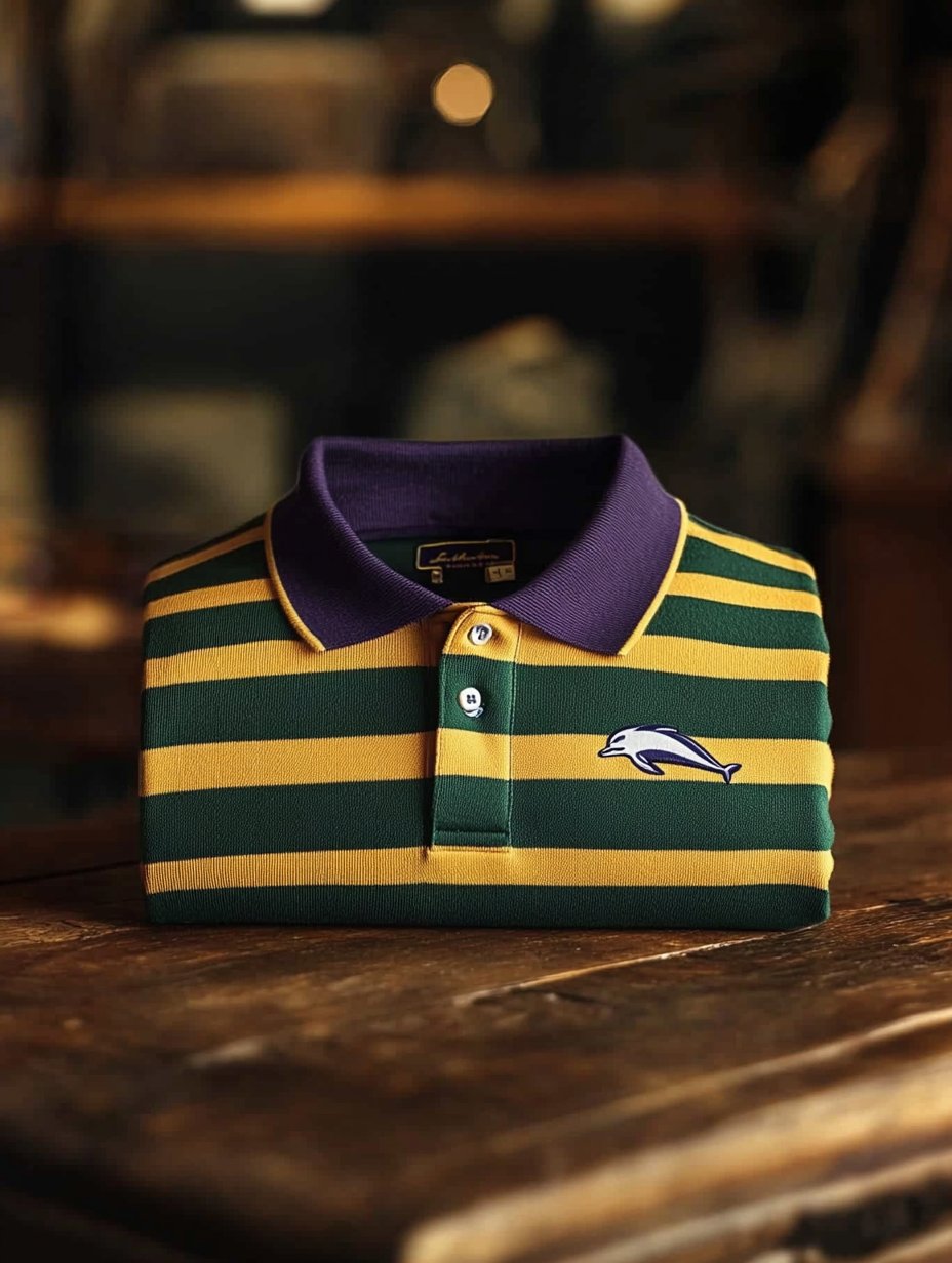Camisa polo ejecutivo rayas Logo con botones de manga corta para hombre