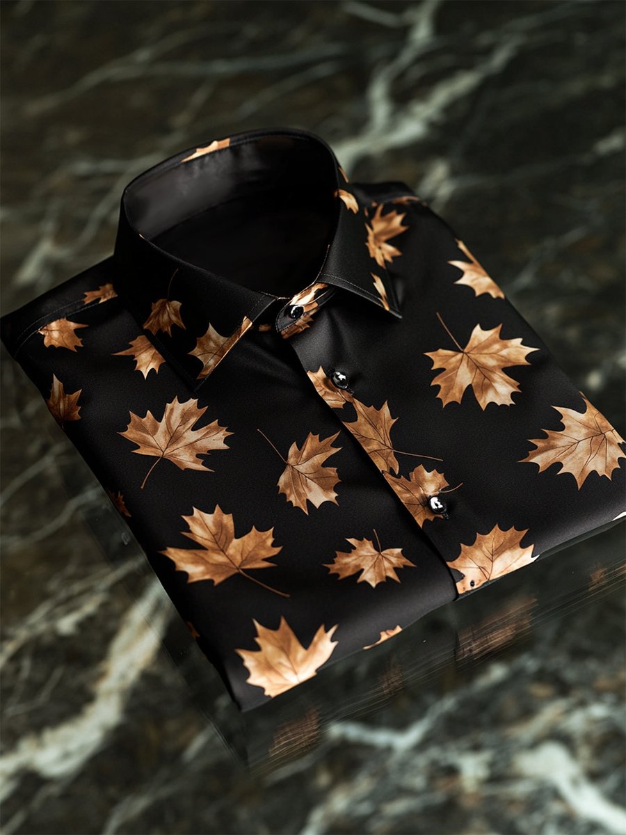 Camisa satén Luxe de manga larga con botones para hombre