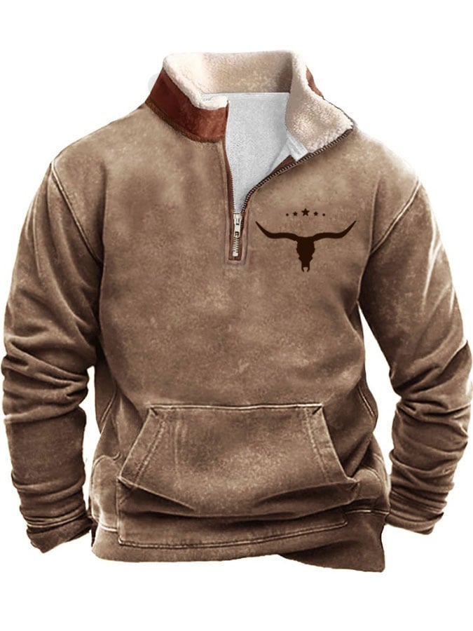 Sudadera vintage Western estampado de manga larga para hombre