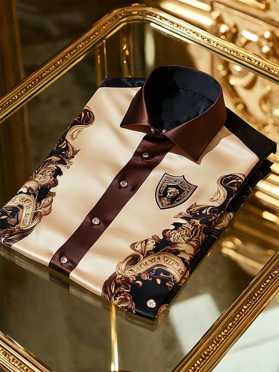 Camisa Luxe satén de manga larga para hombre