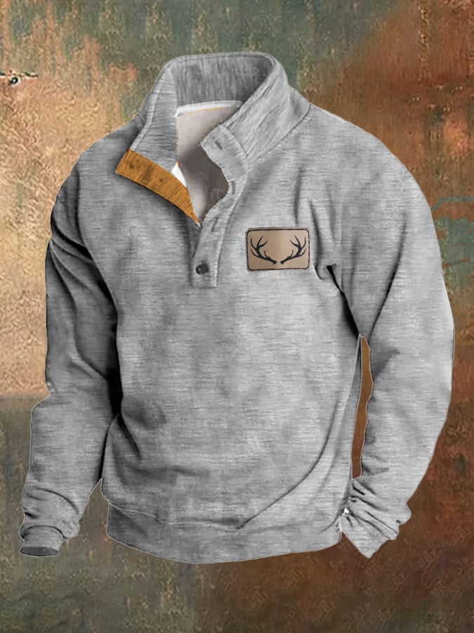 Sudadera polar vintage Western Antler Hunting Enthusiast Stand cuello para hombre