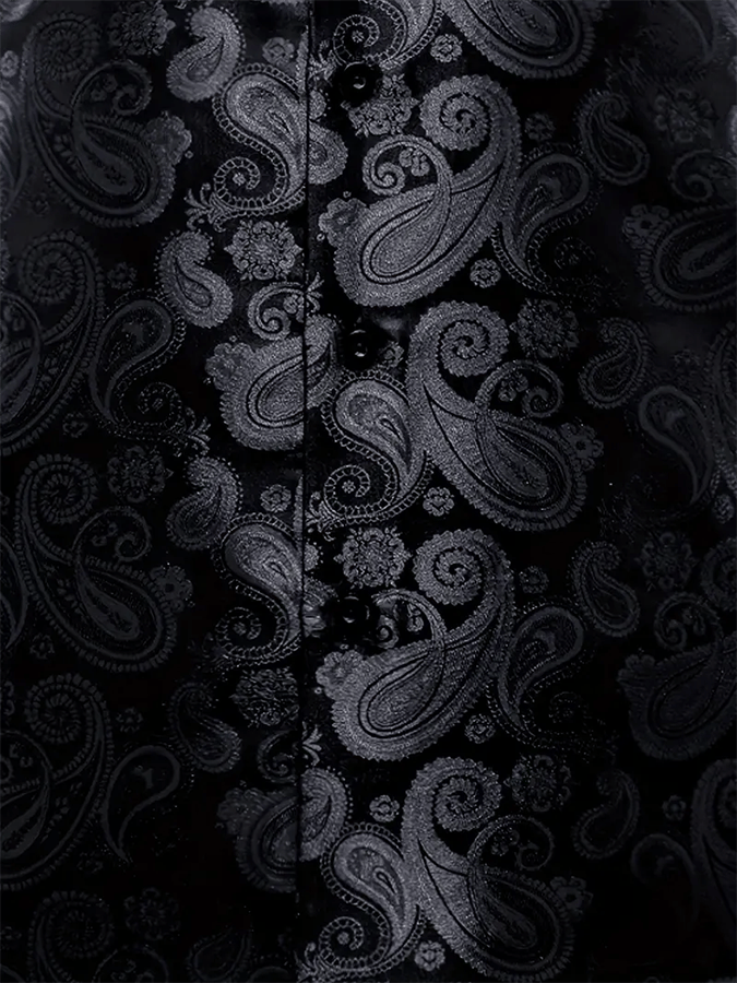 Camisa seda ejecutivo de lujo Design estampado de manga larga para hombre