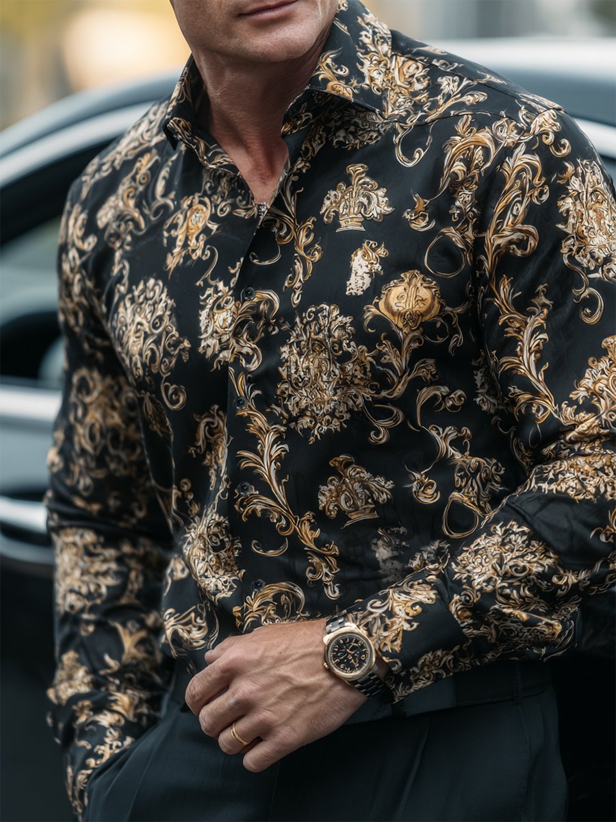 Camisa ejecutivo casual Baroque de manga larga para hombre