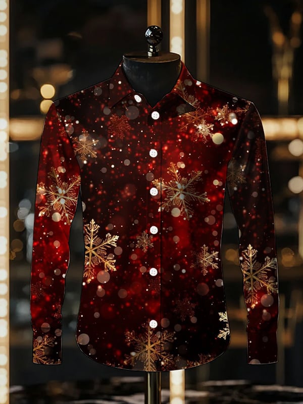 Camisa de lujo Romantic Christmas estampado de manga larga para hombre