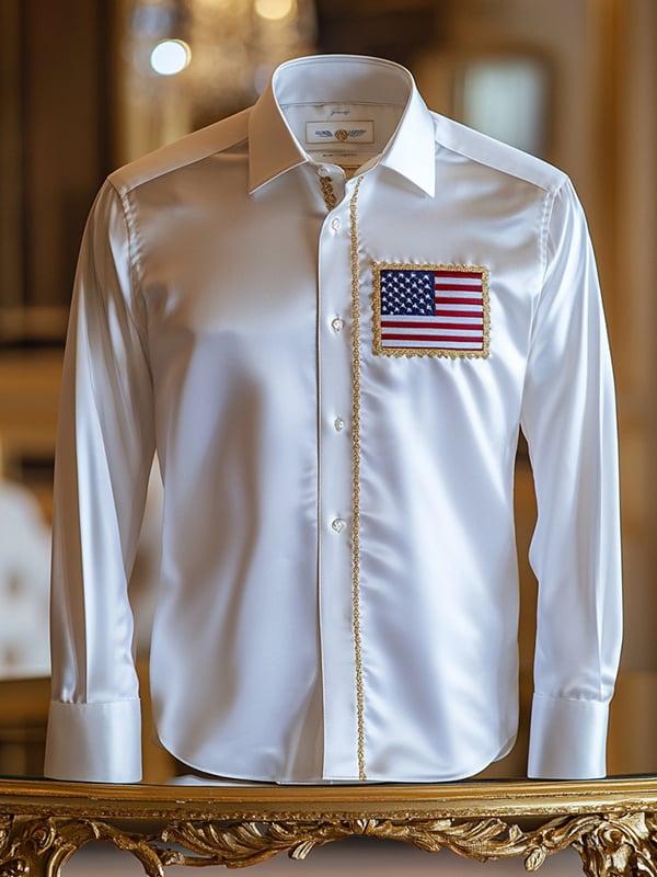 Camisa seda de lujo ejecutivo de manga larga para hombre