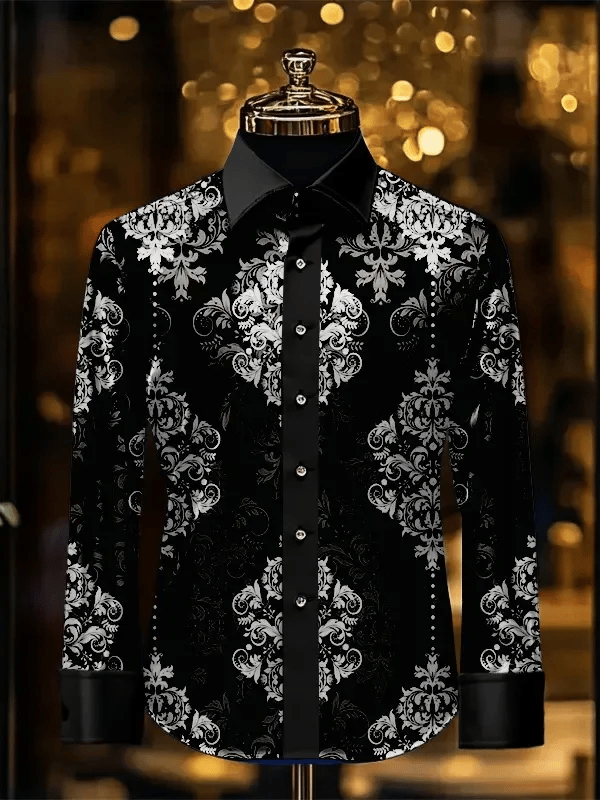 Camisa rayas estampado ejecutivo de manga larga para hombre